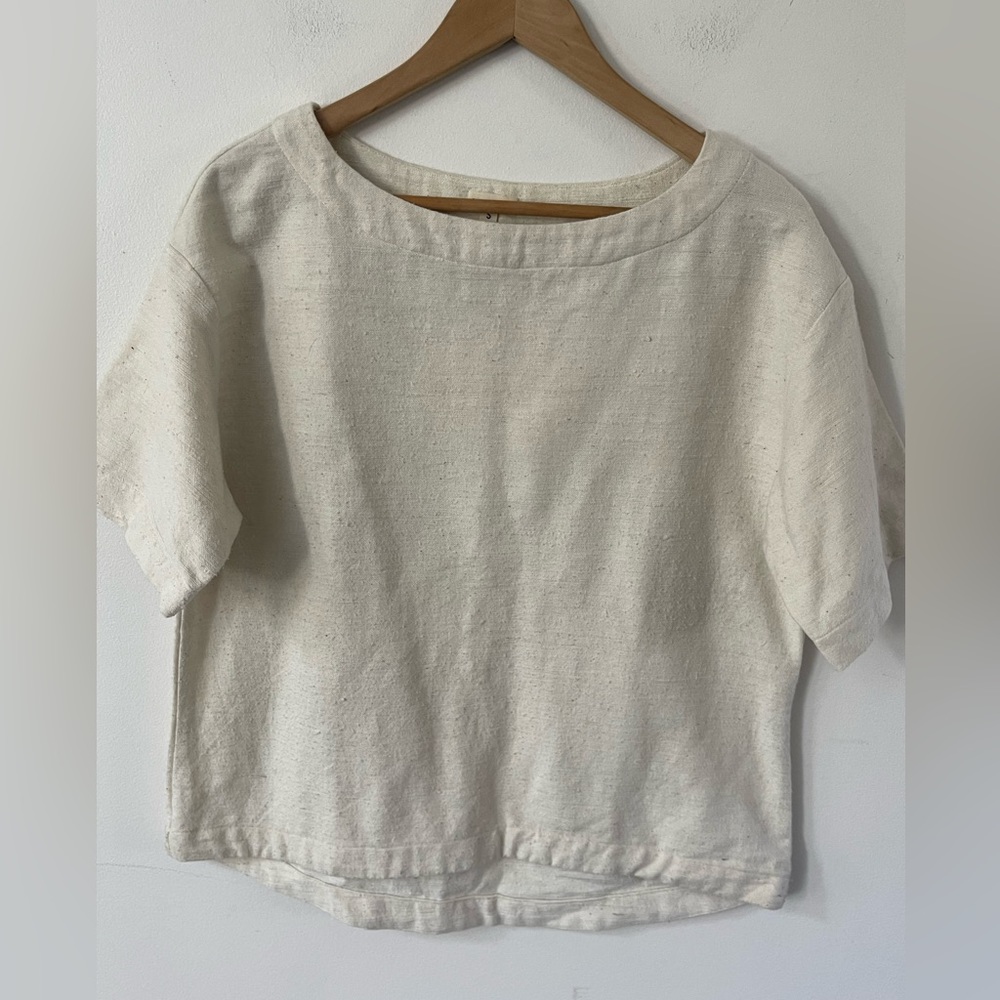 Raven + Lily Natural/Cream Boxy Crop Top